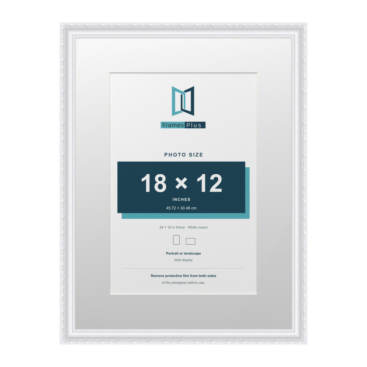 Louis Range White Picture, Photo & Poster Frame with White Mount - 24x18" Frame for 18x12" Photo, White