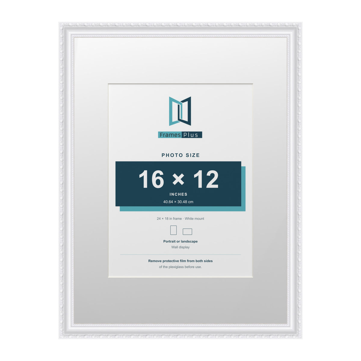 Louis Range White Picture, Photo & Poster Frame with White Mount - 24x18" Frame for 16x12" Photo, White