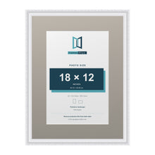 Louis Range White Picture, Photo & Poster Frame with Dawn Grey Mount - 24x18" Frame for 18x12" Photo, White