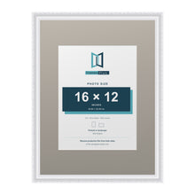 Louis Range White Picture, Photo & Poster Frame with Dawn Grey Mount - 24x18" Frame for 16x12" Photo, White