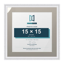 Louis Range White Picture, Photo & Poster Frame with Dawn Grey Mount - 19x19" Frame for 15x15" Photo, White