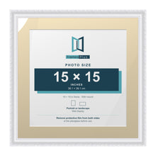 Louis Range White Picture, Photo & Poster Frame with Ivory Mount - 19x19" Frame for 15x15" Photo, White