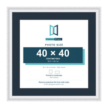 Louis Range White Picture, Photo & Poster Frame with Pacific Blue Mount - 50x50cm Frame for 40x40cm Photo, White