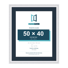 Louis Range White Picture, Photo & Poster Frame with Pacific Blue Mount - 60x50cm Frame for 50x40cm Photo, White