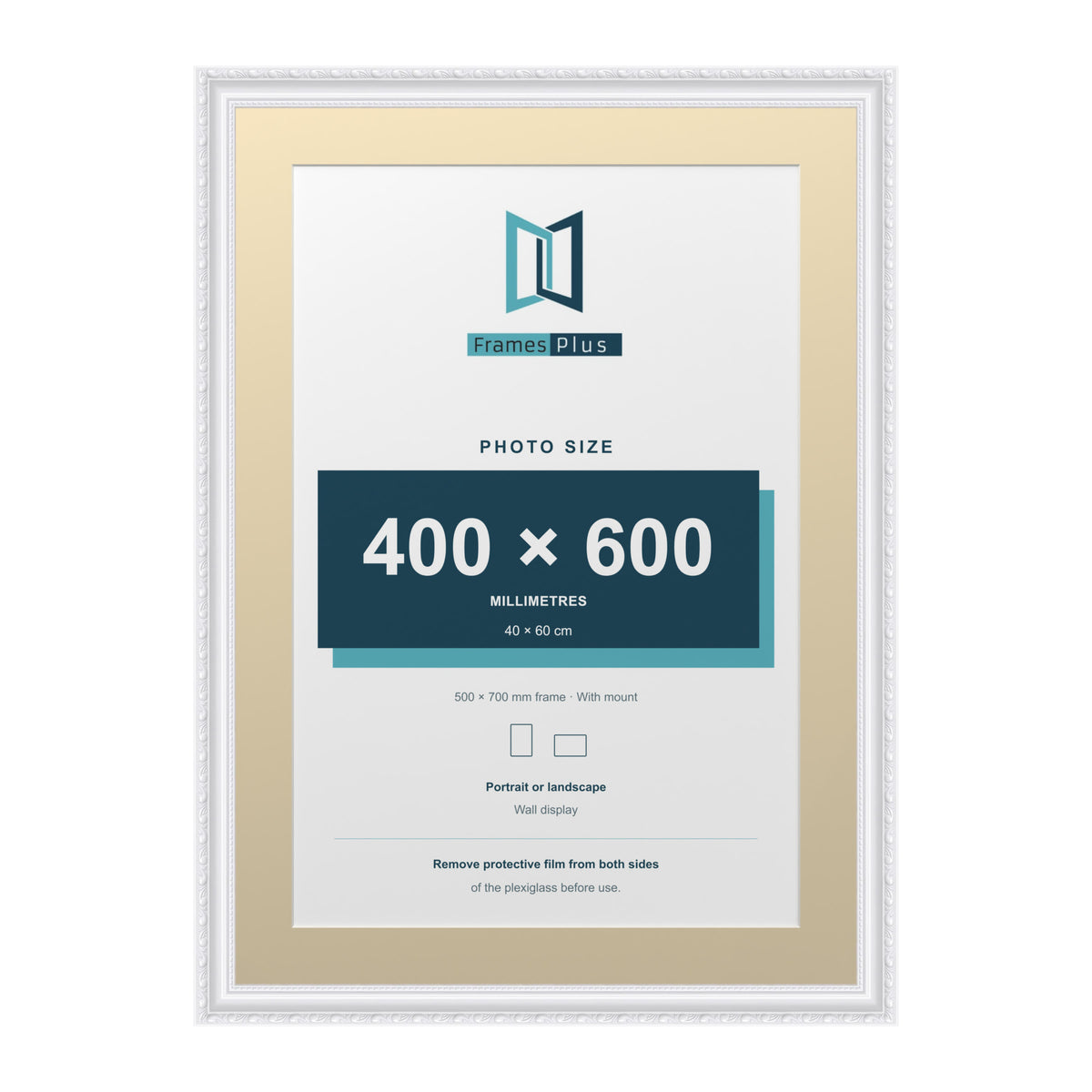 Louis Range White Picture, Photo & Poster Frame with Ivory Mount - 70x50cm Frame for 60x40cm Photo, White