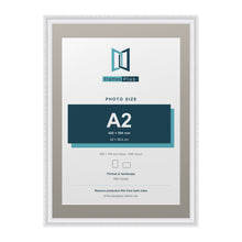 Louis Range White Picture, Photo & Poster Frame with Dawn Grey Mount - 70x50cm Frame for A2 Photo, White