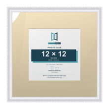 Louis Range White Picture, Photo & Poster Frame with Ivory Mount - 20x20" Frame for 12x12" Photo, White