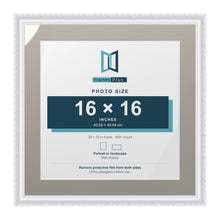 Louis Range White Picture, Photo & Poster Frame with Dawn Grey Mount - 20x20" Frame for 16x16" Photo, White