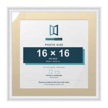 Louis Range White Picture, Photo & Poster Frame with Ivory Mount - 20x20" Frame for 16x16" Photo, White