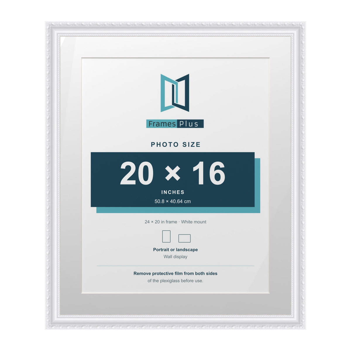 Louis Range White Picture, Photo & Poster Frame with White Mount - 24x20" Frame for 20x16" Photo, White