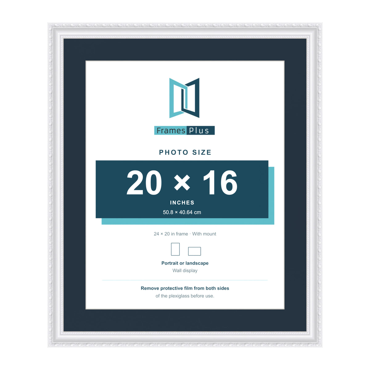 Louis Range White Picture, Photo & Poster Frame with Pacific Blue Mount - 24x20" Frame for 20x16" Photo, White