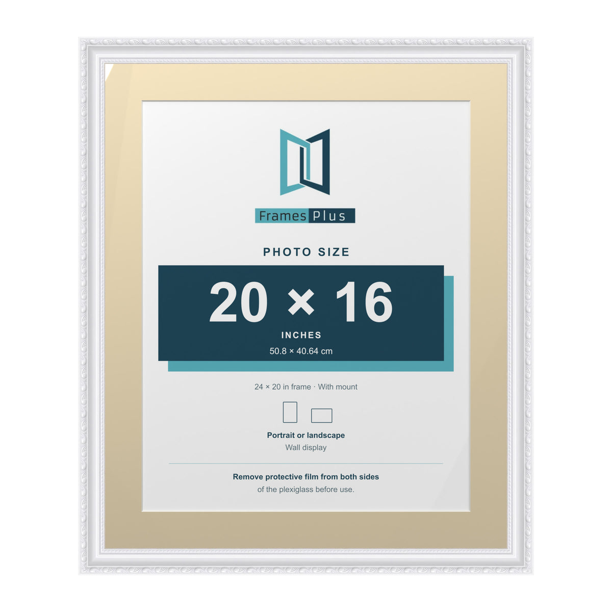 Louis Range White Picture, Photo & Poster Frame with Ivory Mount - 24x20" Frame for 20x16" Photo, White