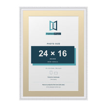 Louis Range White Picture, Photo & Poster Frame with Ivory Mount - 28x20" Frame for 24x16" Photo, White