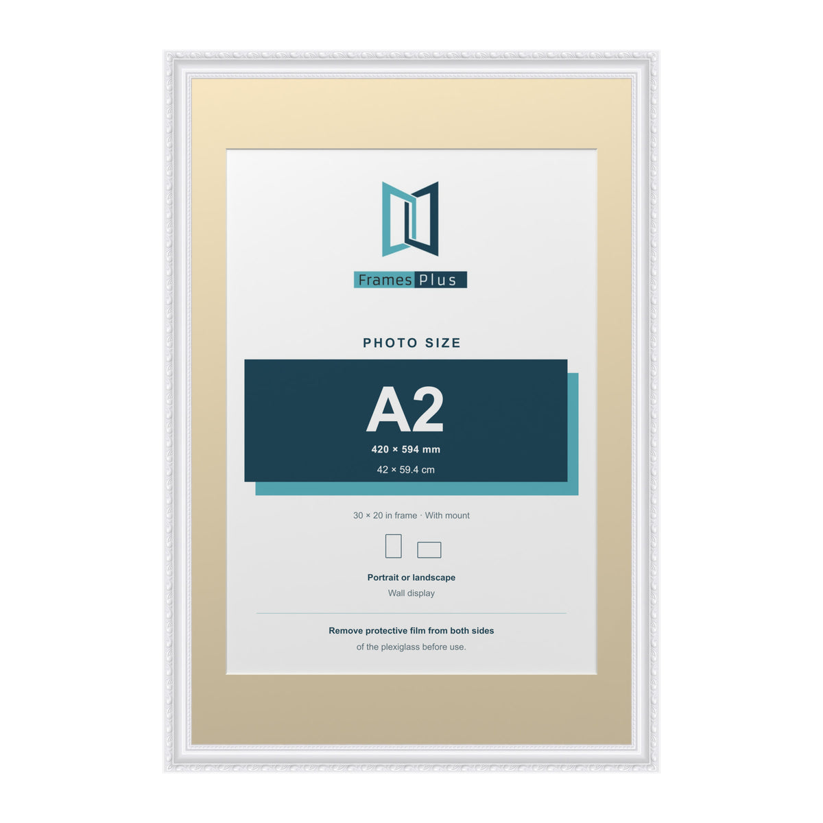 Louis Range White Picture, Photo & Poster Frame with Ivory Mount - 30x20" Frame for A2 Photo, White