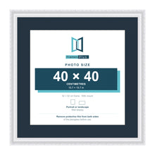 Louis Range White Picture, Photo & Poster Frame with Pacific Blue Mount - 52x52cm Frame for 40x40cm Photo, White