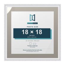Louis Range White Picture, Photo & Poster Frame with Dawn Grey Mount - 22x22" Frame for 18x18" Photo, White