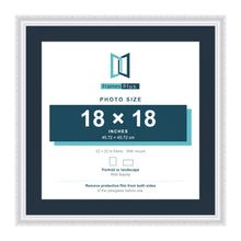Louis Range White Picture, Photo & Poster Frame with Pacific Blue Mount - 22x22" Frame for 18x18" Photo, White