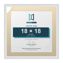 Louis Range White Picture, Photo & Poster Frame with Ivory Mount - 22x22" Frame for 18x18" Photo, White