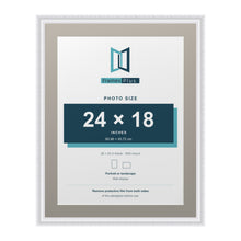 Louis Range White Picture, Photo & Poster Frame with Dawn Grey Mount - 28x22" Frame for 24x18" Photo, White