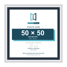 Louis Range White Picture, Photo & Poster Frame with Pacific Blue Mount - 56x56cm Frame for 50x50cm Photo, White
