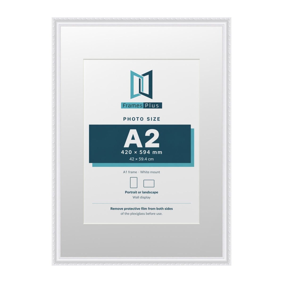 Louis Range White Picture, Photo & Poster Frame with White Mount - A1 Frame for A2 Photo, White