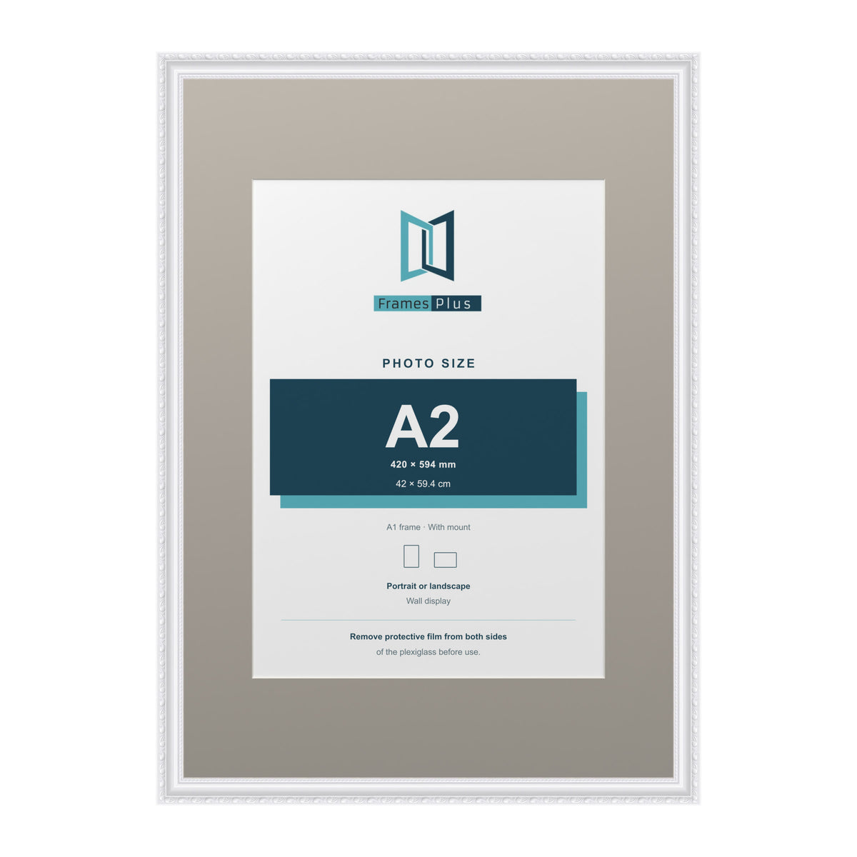 Louis Range White Picture, Photo & Poster Frame with Dawn Grey Mount - A1 Frame for A2 Photo, White