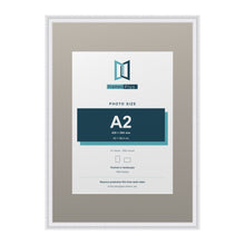 Louis Range White Picture, Photo & Poster Frame with Dawn Grey Mount - A1 Frame for A2 Photo, White