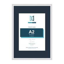 Louis Range White Picture, Photo & Poster Frame with Pacific Blue Mount - A1 Frame for A2 Photo, White