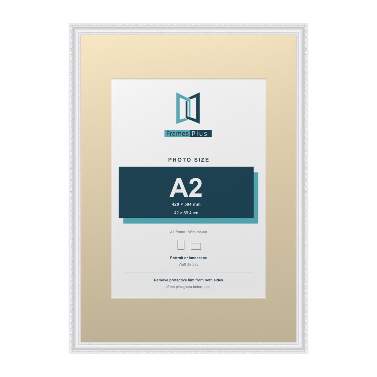 Louis Range White Picture, Photo & Poster Frame with Ivory Mount - A1 Frame for A2 Photo, White