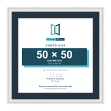 Louis Range White Picture, Photo & Poster Frame with Pacific Blue Mount - 60x60cm Frame for 50x50cm Photo, White