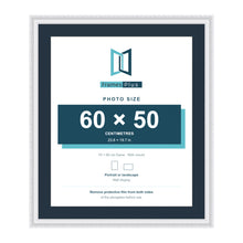 Louis Range White Picture, Photo & Poster Frame with Pacific Blue Mount - 70x60cm Frame for 60x50cm Photo, White