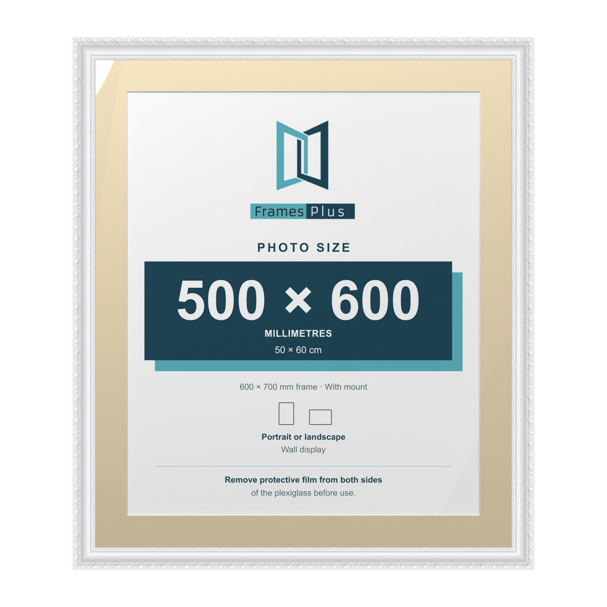 Louis Range White Picture, Photo & Poster Frame with Ivory Mount - 70x60cm Frame for 60x50cm Photo, White