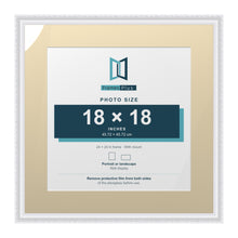Louis Range White Picture, Photo & Poster Frame with Ivory Mount - 24x24" Frame for 18x18" Photo, White