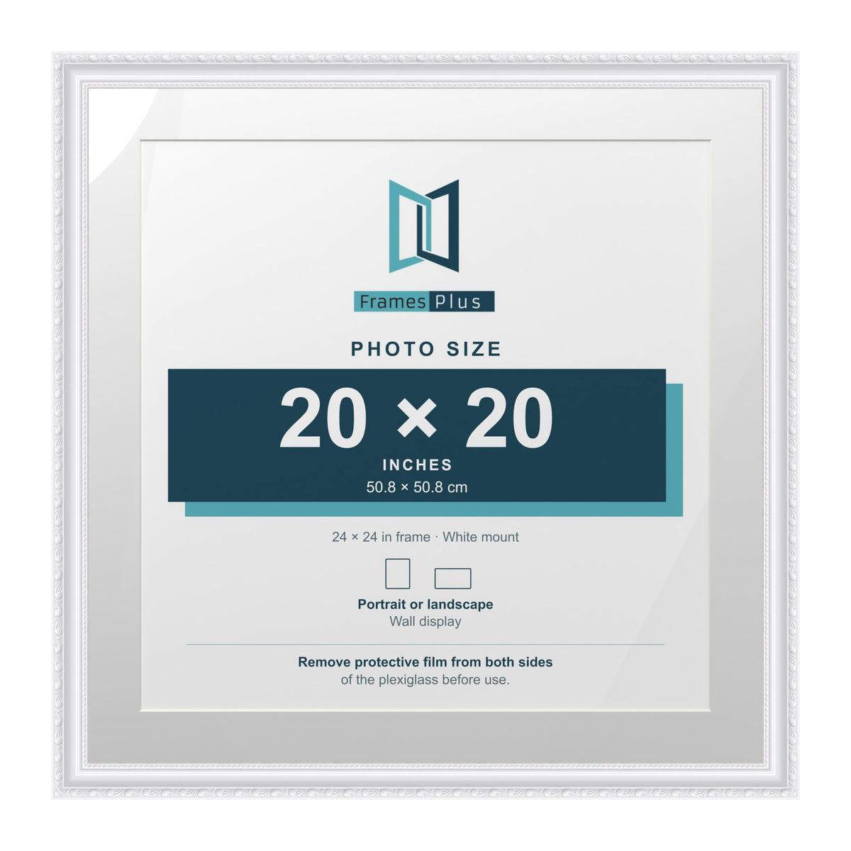 Louis Range White Picture, Photo & Poster Frame with White Mount - 24x24" Frame for 20x20" Photo, White