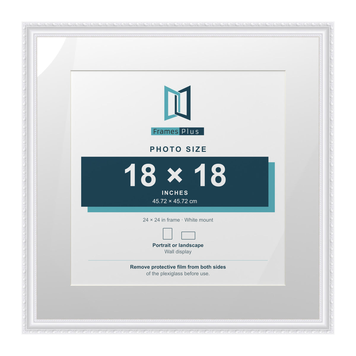 Louis Range White Picture, Photo & Poster Frame with White Mount - 24x24" Frame for 18x18" Photo, White