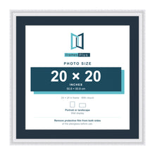 Louis Range White Picture, Photo & Poster Frame with Pacific Blue Mount - 24x24" Frame for 20x20" Photo, White