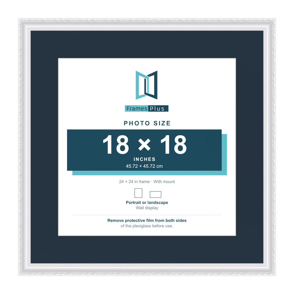 Louis Range White Picture, Photo & Poster Frame with Pacific Blue Mount - 24x24" Frame for 18x18" Photo, White