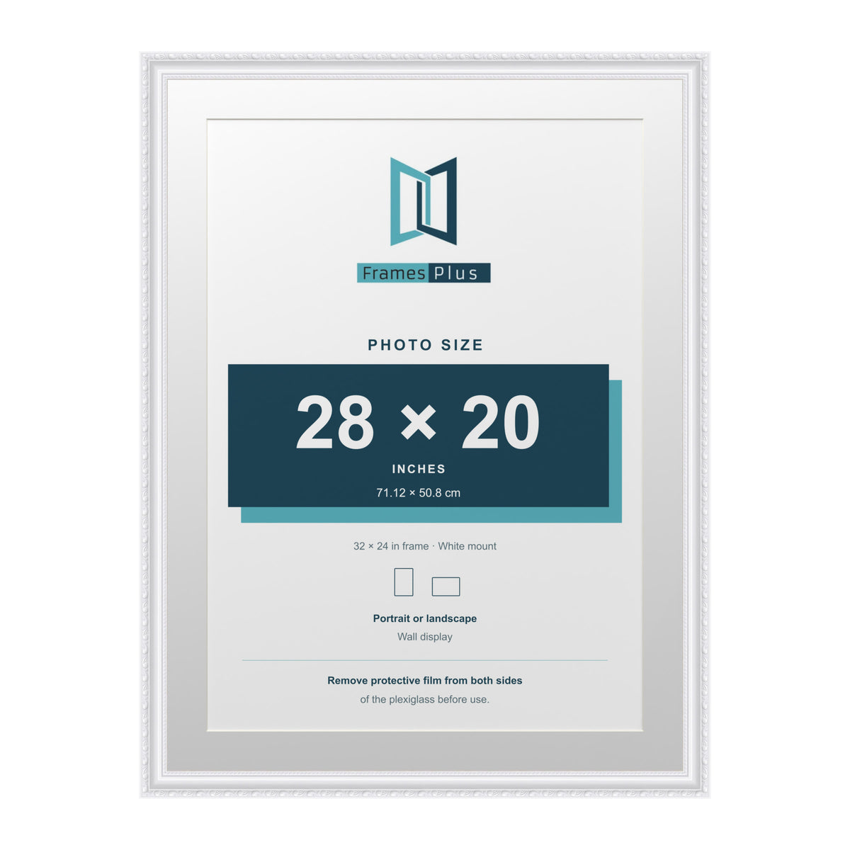 Louis Range White Picture, Photo & Poster Frame with White Mount - 32x24" Frame for 28x20" Photo, White