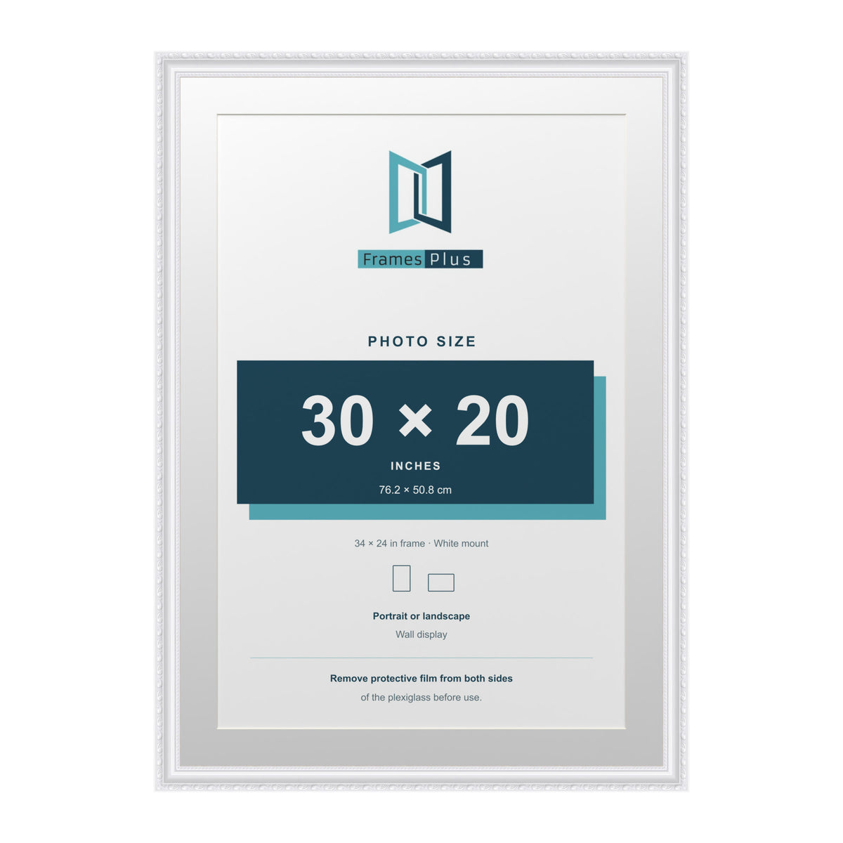 Louis Range White Picture, Photo & Poster Frame with White Mount - 34x24" Frame for 30x20" Photo, White