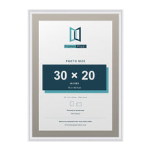 Louis Range White Picture, Photo & Poster Frame with Dawn Grey Mount - 34x24" Frame for 30x20" Photo, White