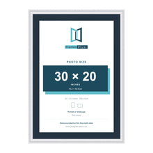 Louis Range White Picture, Photo & Poster Frame with Pacific Blue Mount - 34x24" Frame for 30x20" Photo, White
