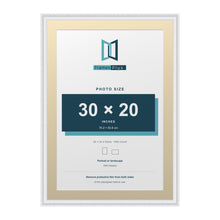 Louis Range White Picture, Photo & Poster Frame with Ivory Mount - 34x24" Frame for 30x20" Photo, White