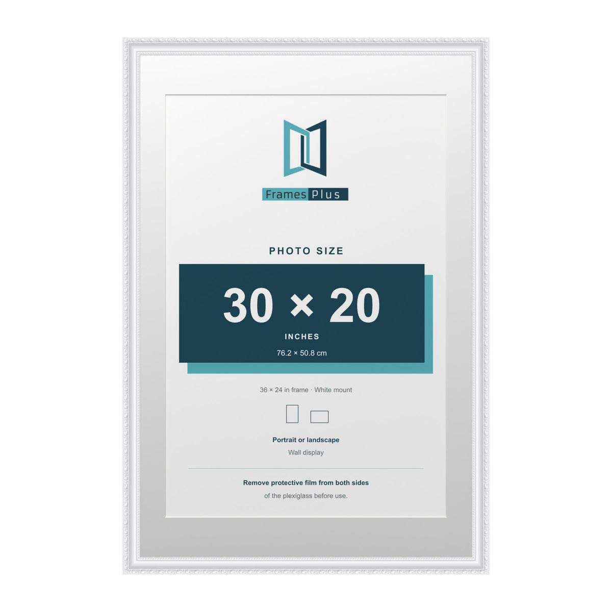 Louis Range White Picture, Photo & Poster Frame with White Mount - 36x24" Frame for 30x20" Photo, White