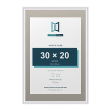 Louis Range White Picture, Photo & Poster Frame with Dawn Grey Mount - 36x24" Frame for 30x20" Photo, White