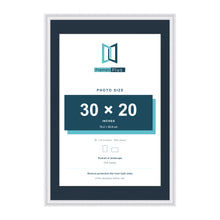 Louis Range White Picture, Photo & Poster Frame with Pacific Blue Mount - 36x24" Frame for 30x20" Photo, White