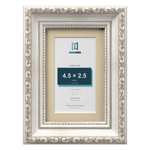 Louis Range Silver Picture, Photo & Poster Frame with Ivory Mount - 6x4" Frame for 4.5x2.5" Photo, Silver