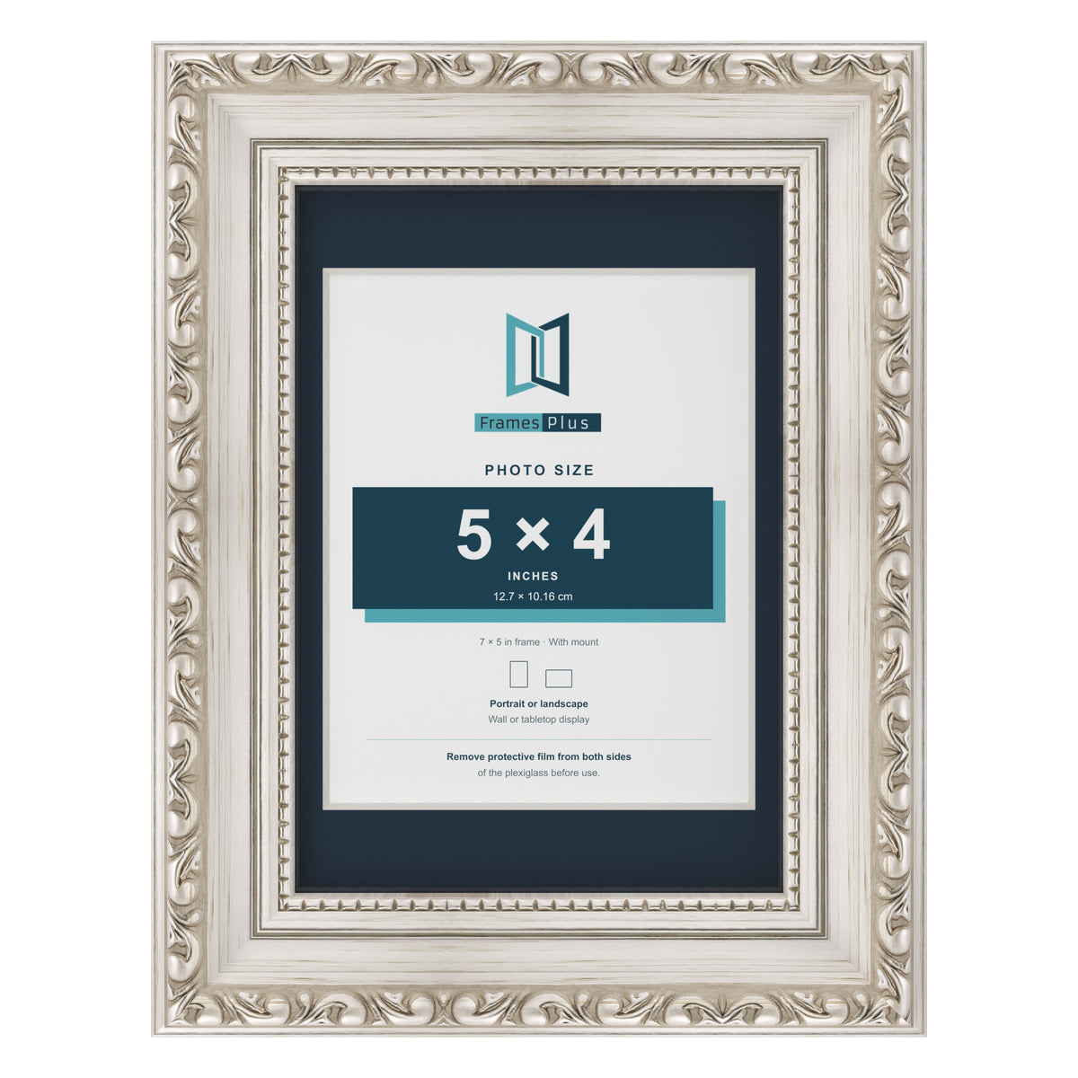 Louis Range Silver Picture, Photo & Poster Frame with Pacific Blue Mount - 7x5" Frame for 5x4" Photo, Silver
