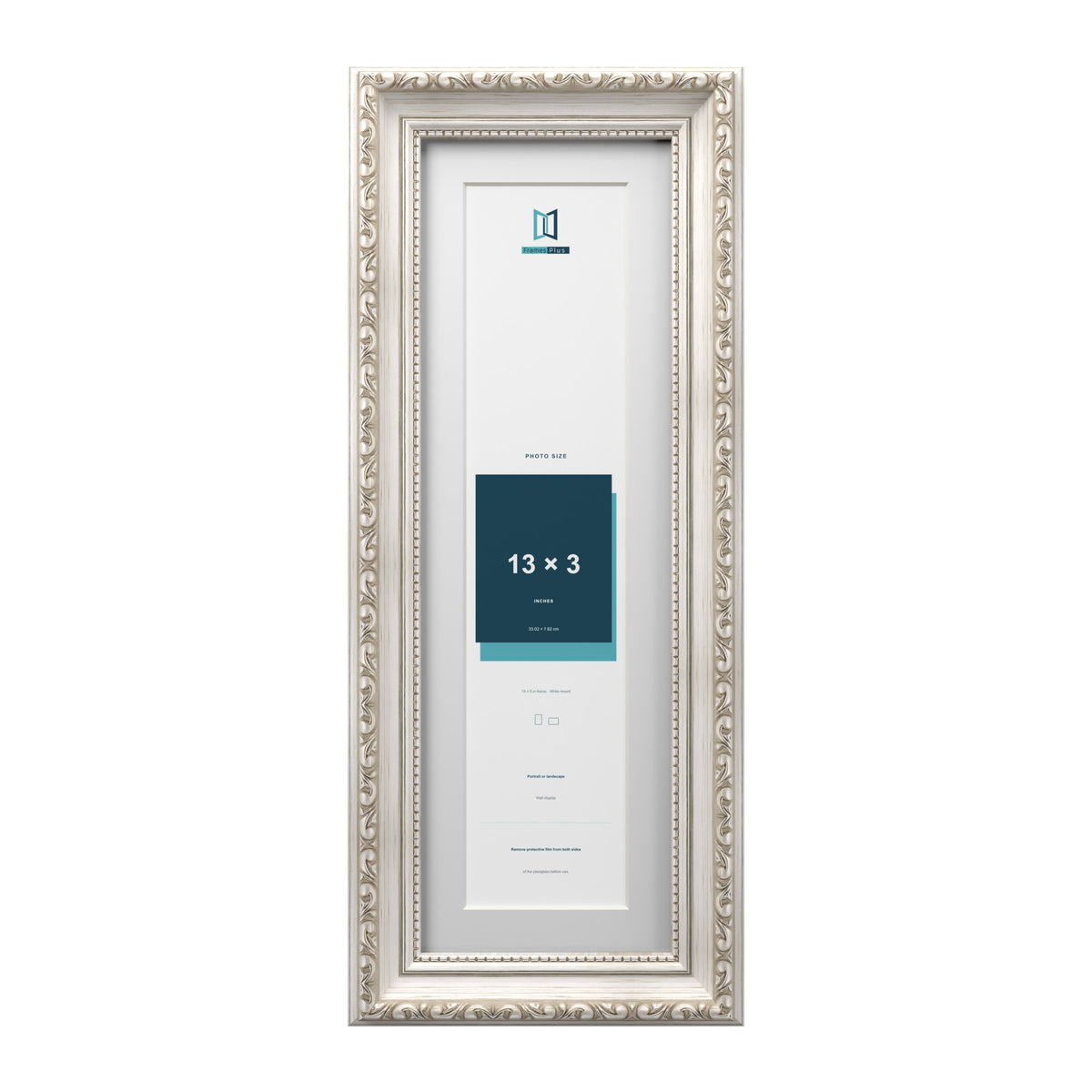 Louis Range Silver Picture, Photo & Poster Frame with White Mount - 15x5" Frame for 13x3" Photo, Silver
