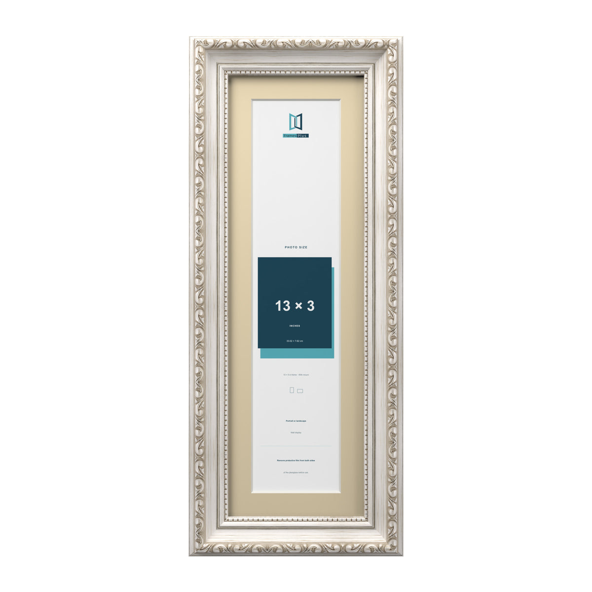 Louis Range Silver Picture, Photo & Poster Frame with Ivory Mount - 15x5" Frame for 13x3" Photo, Silver