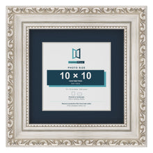Louis Range Silver Picture, Photo & Poster Frame with Pacific Blue Mount - 15x15cm Frame for 10x10cm Photo, Silver